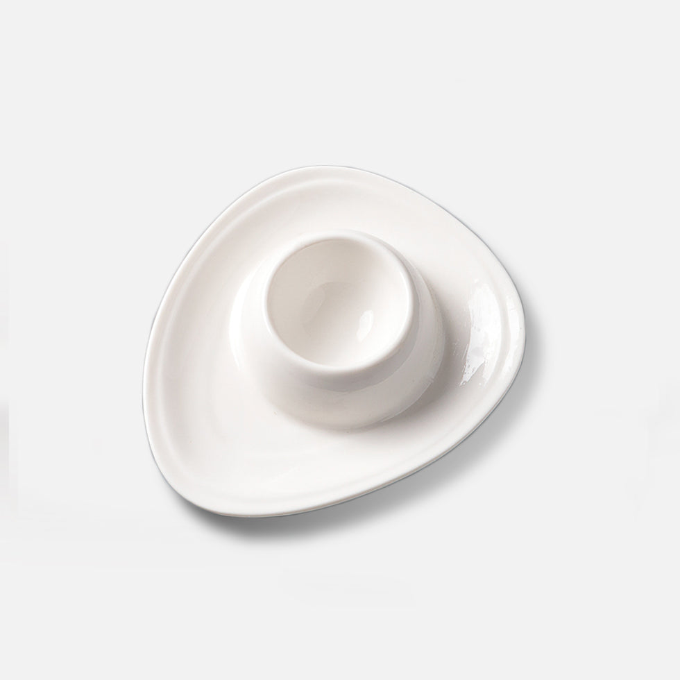 Ceramic Egg Holder – White Egg Cup with Saucer 