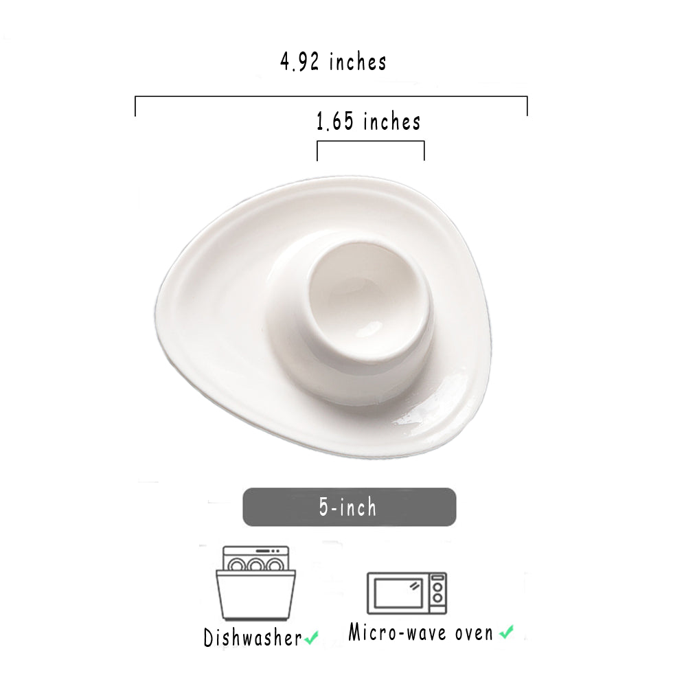 Ceramic Egg Holder – White Egg Cup with Saucer 