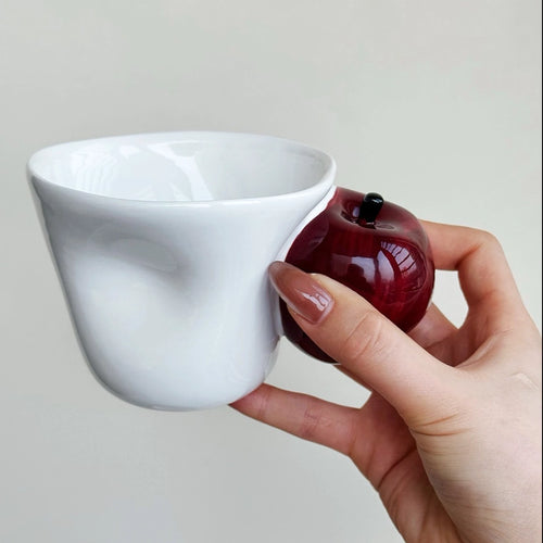 Creative Apple Handle Ceramic Mug- Ceramic Coffee Cup 350ml