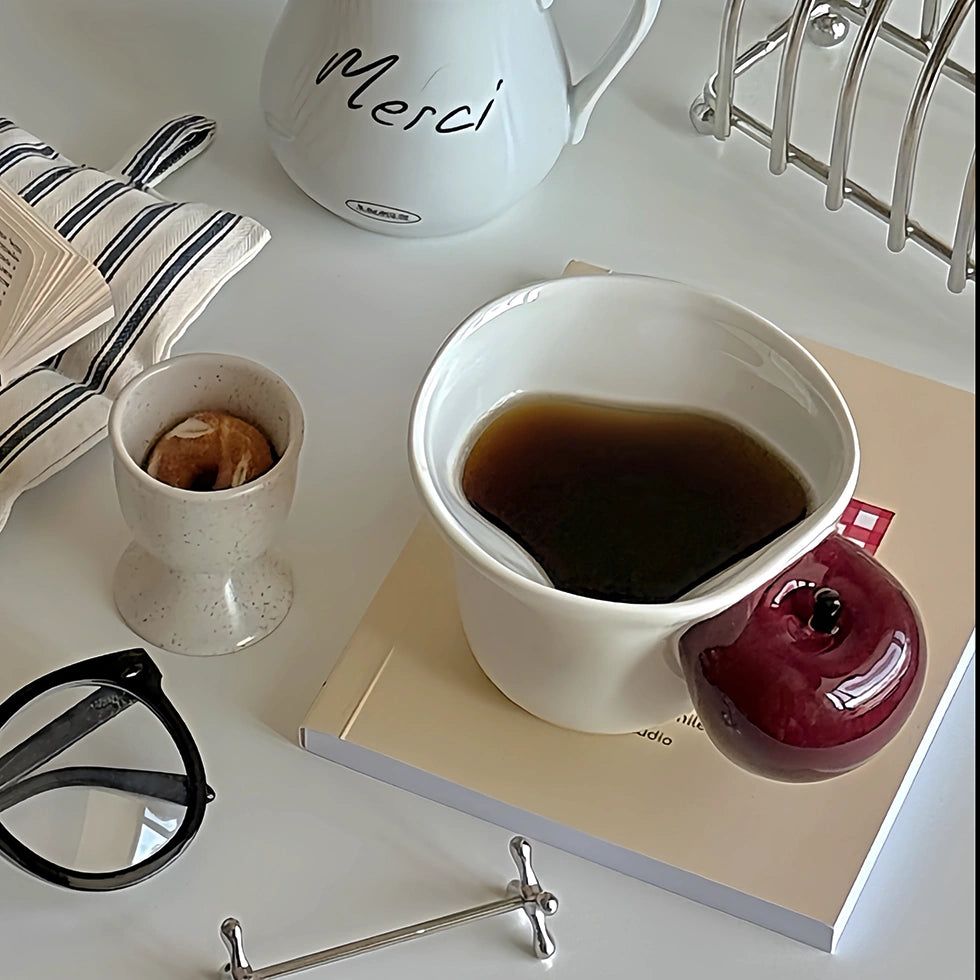 Creative Apple Handle Ceramic Mug- Ceramic Coffee Cup 350ml