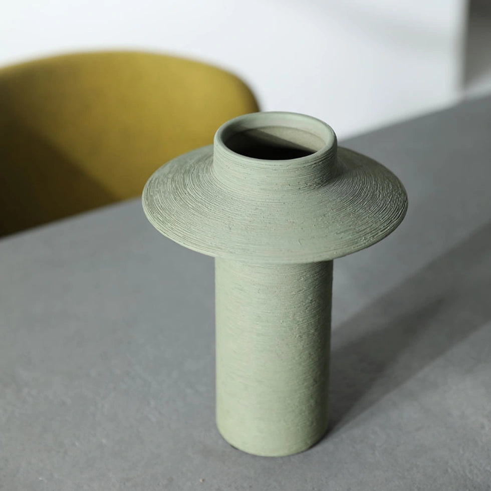Green ceramic flower vase​