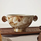Handcrafted Ceramic Bowl with Twin Handles – 430ml Rustic Pottery Design