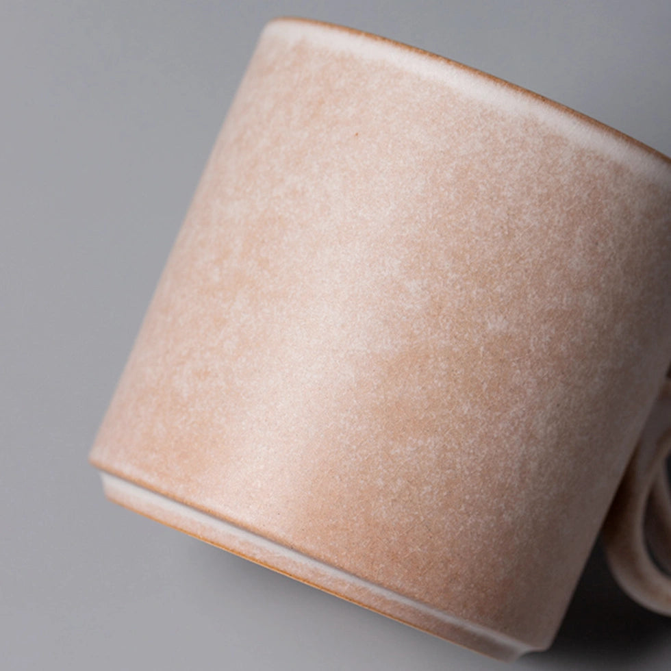 Handmade Ceramic Mug with Double Loop Handle – 400ml Minimalist White Coffee Cup