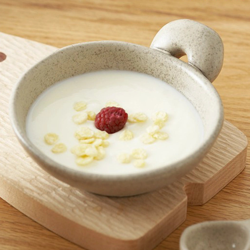 Minimalist Ceramic Bowl with Round Handle