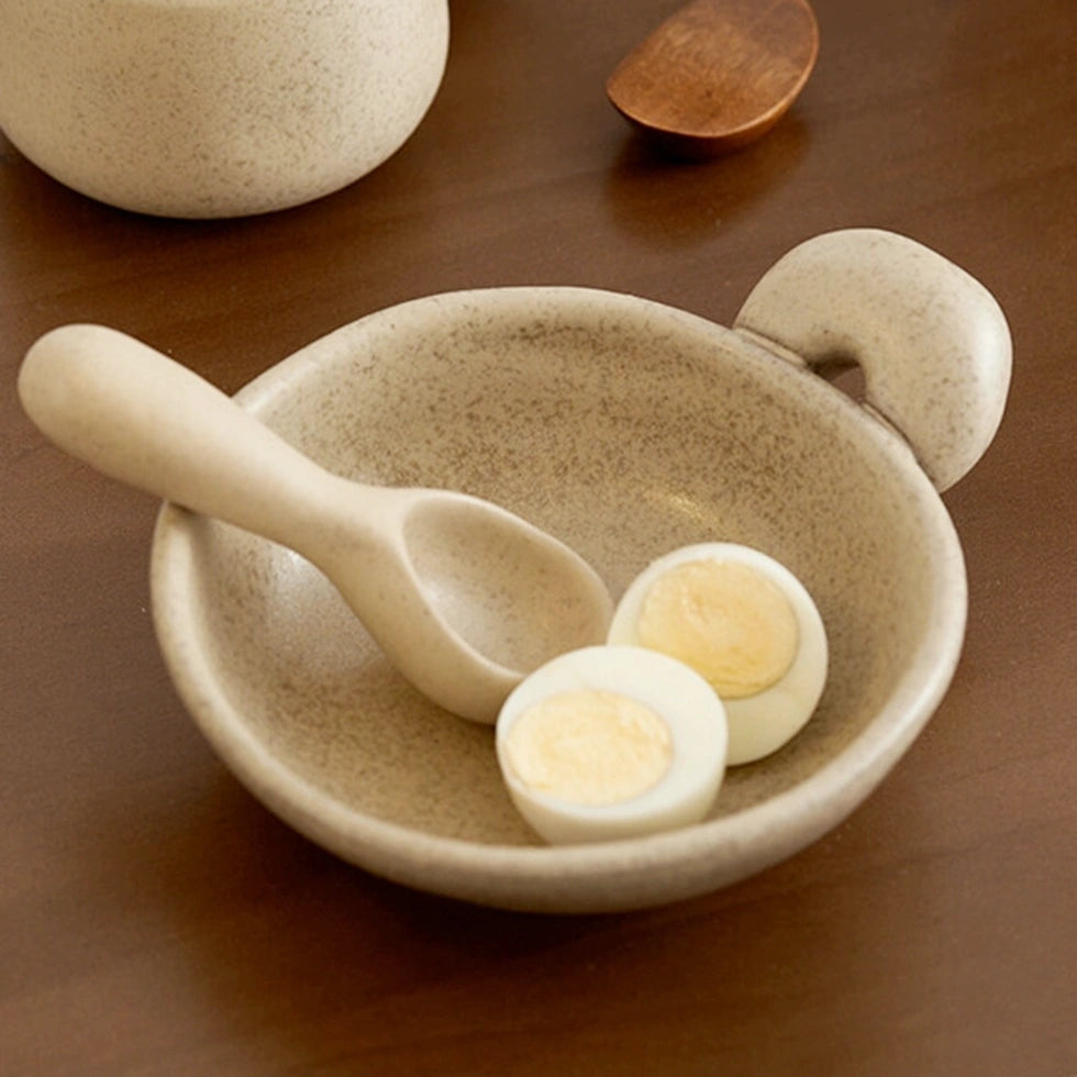 Minimalist Ceramic Bowl with Round Handle