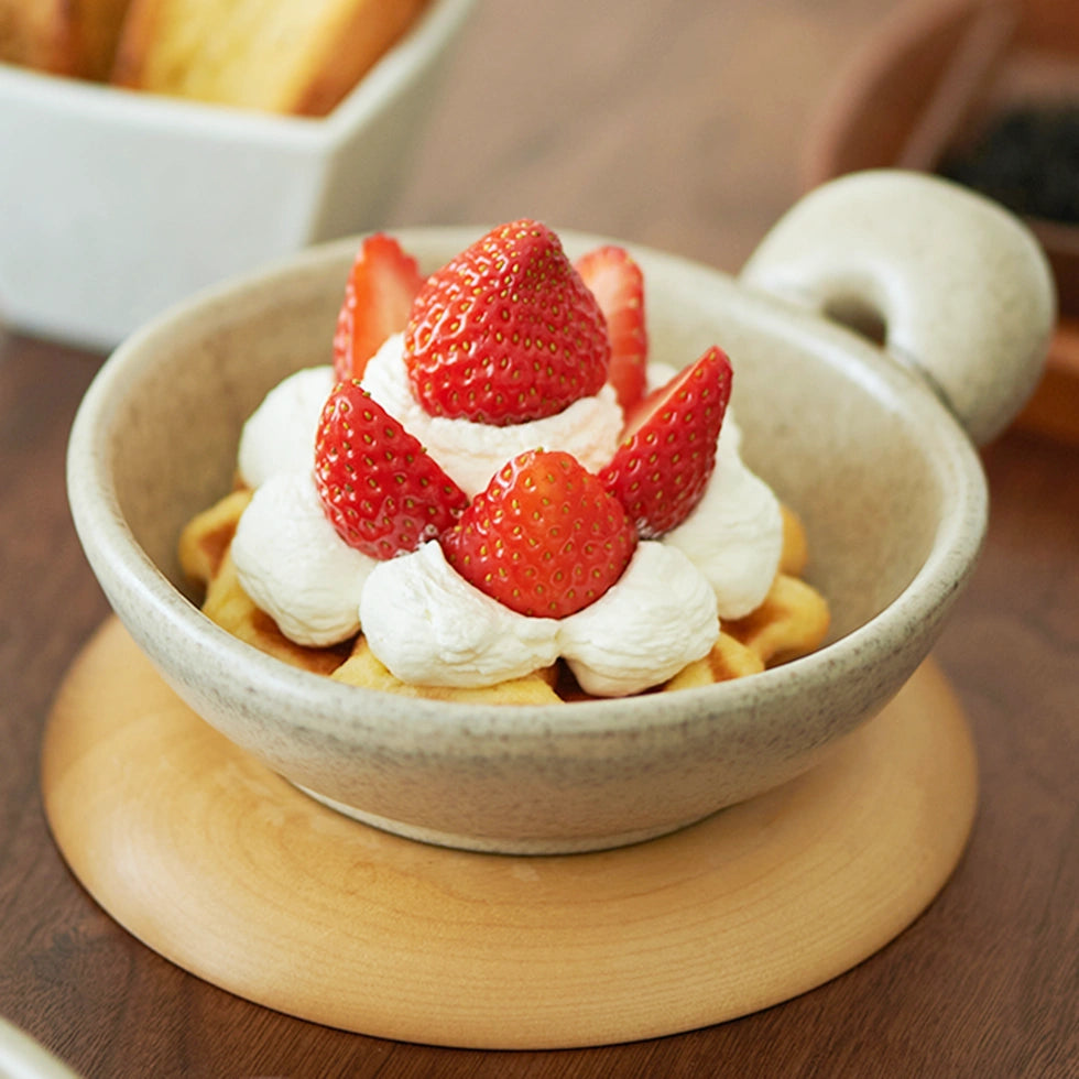 Minimalist Ceramic Bowl with Round Handle