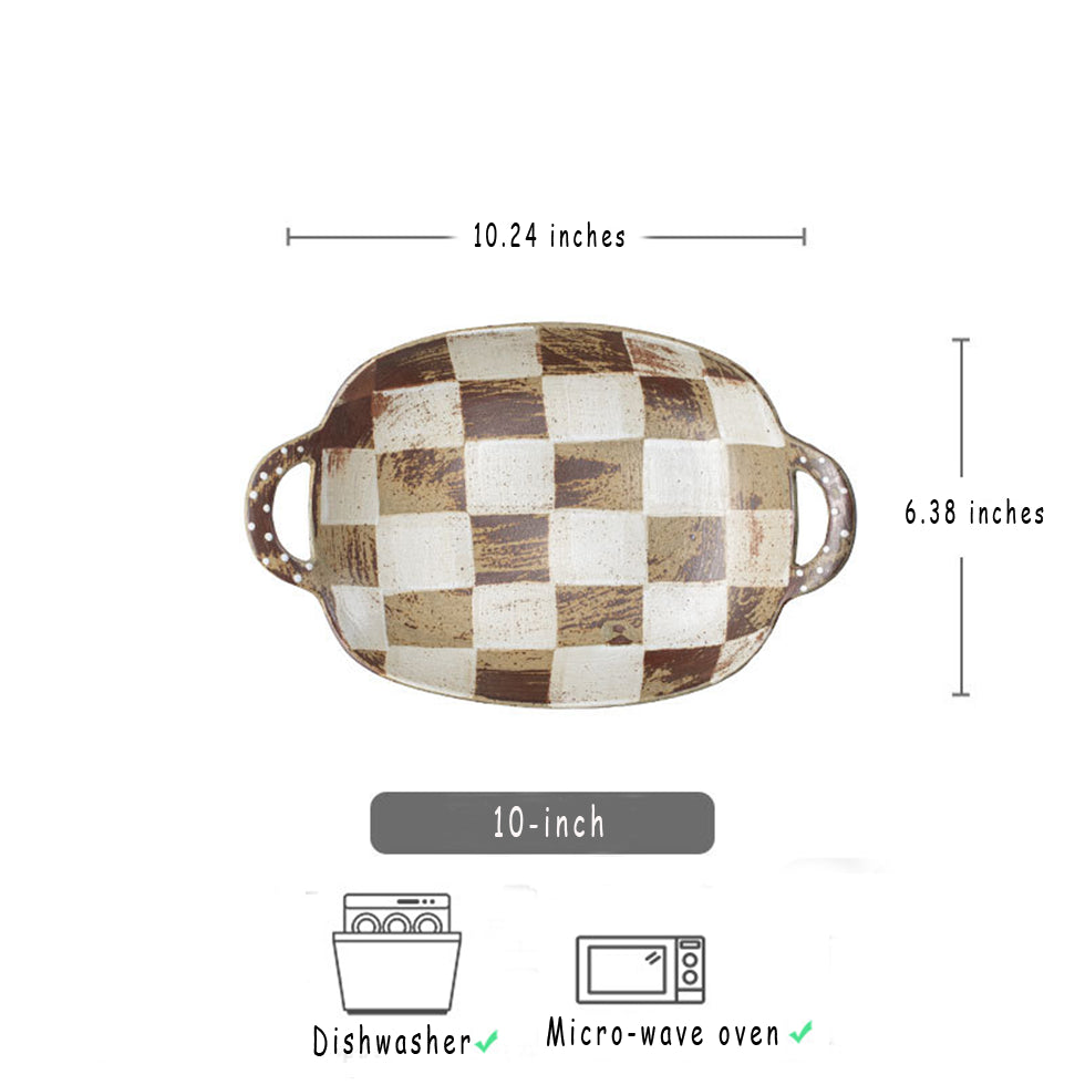 Oval Ceramic Plate with Handles  Handcrafted Everyday Ceramic Dishes