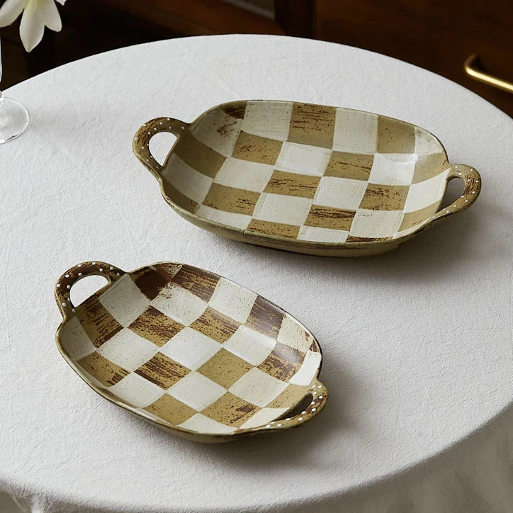 Oval Ceramic Plate with Handles  Handcrafted Everyday Ceramic Dishes