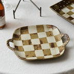 Oval Ceramic Plate with Handles  Handcrafted Everyday Ceramic Dishes