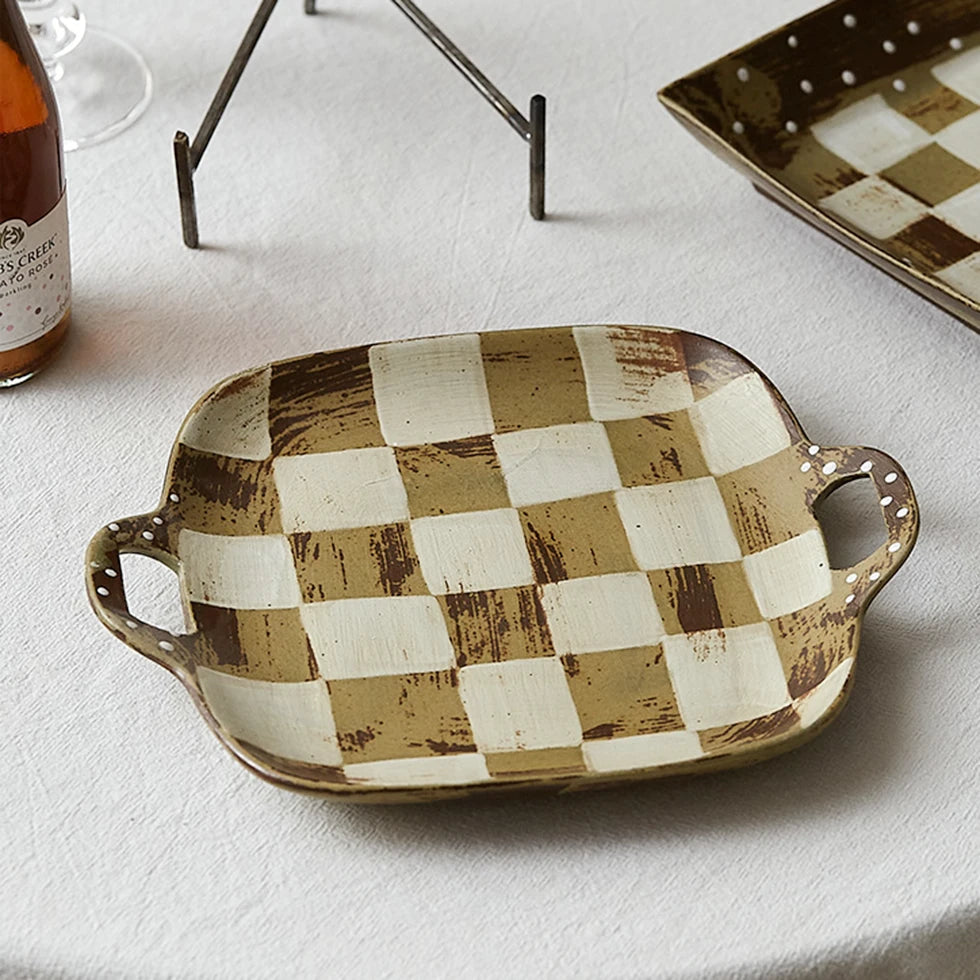 Oval Ceramic Plate with Handles  Handcrafted Everyday Ceramic Dishes