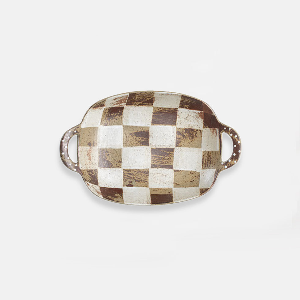 Oval Ceramic Plate with Handles  Handcrafted Everyday Ceramic Dishes