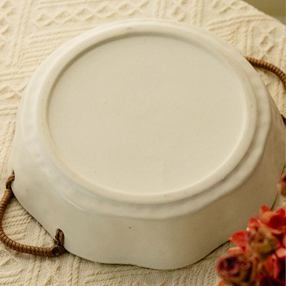 Prosperity Pomegranate Hand-Painted Ceramic Plate with Handles