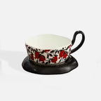 Red Pomegranate Handmade Ceramic Mug with Saucer