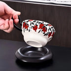 Red Pomegranate Handmade Ceramic Mug with Saucer
