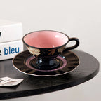 Romantic Pink Floral Ceramic Coffee Cup with Saucer