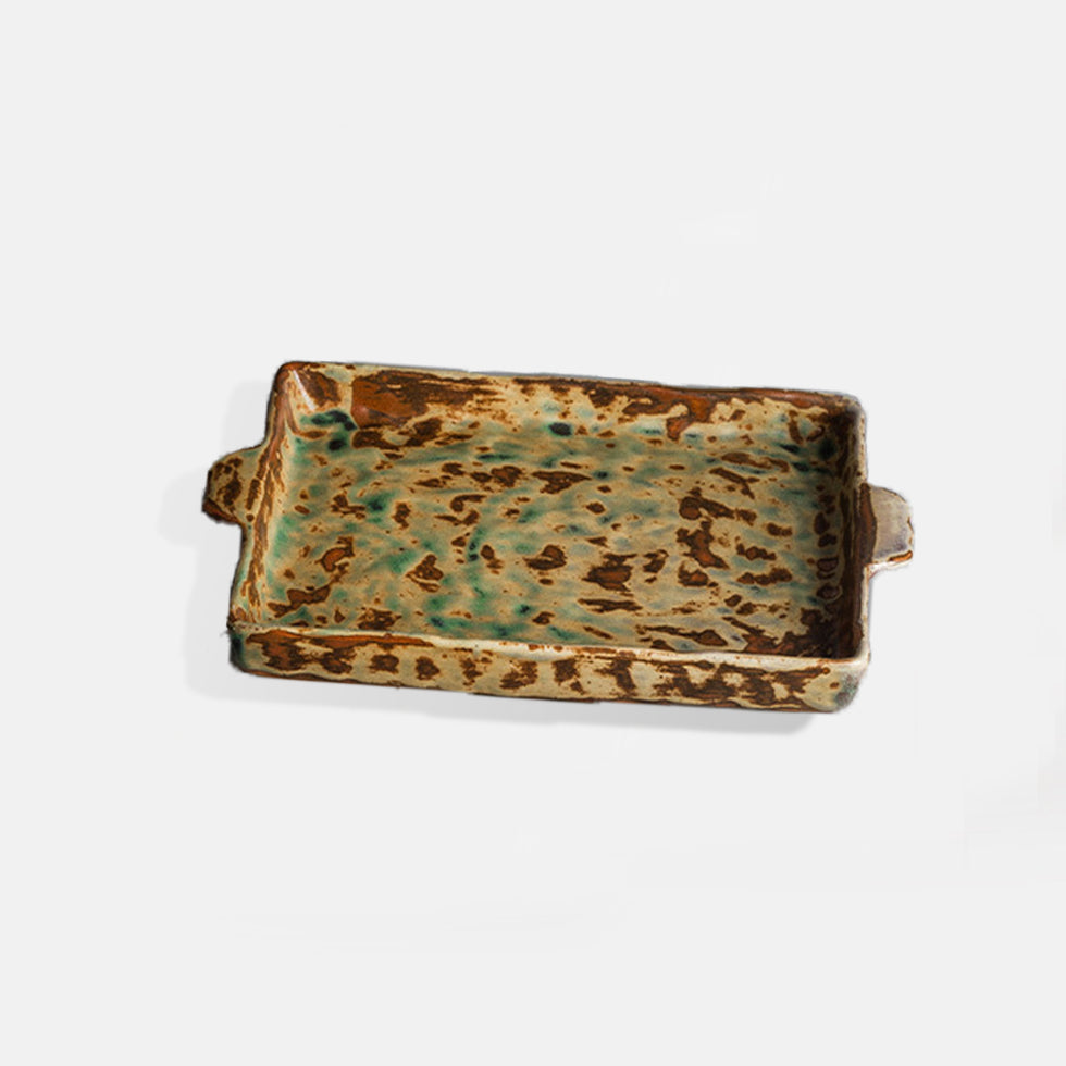Rustic Glazed Rectangular Ceramic Plate 