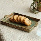 Rustic Glazed Rectangular Ceramic Plate 