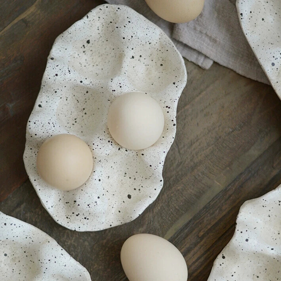 Speckled Ceramic Egg Tray – 6-Egg Ceramic Holder 