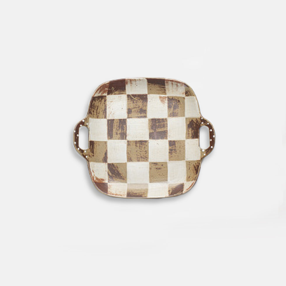 Square Handle Ceramic Plate  Vintage Decorative Ceramic Dishes