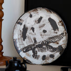 Vintage Brush-Stroke Ceramic Plate – Artistic Handcrafted Dining Dish