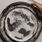 Vintage Brush-Stroke Ceramic Plate – Artistic Handcrafted Dining Dish