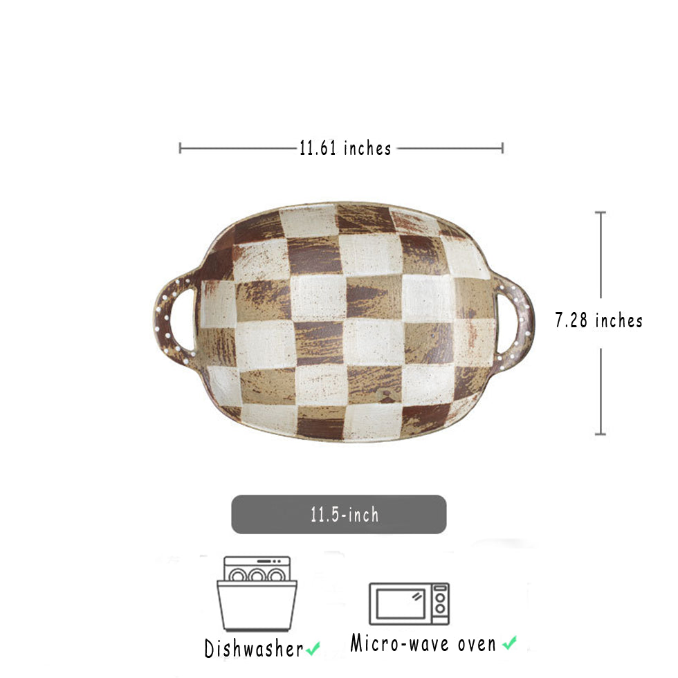 Oval Ceramic Plate with Handles  Handcrafted Everyday Ceramic Dishes